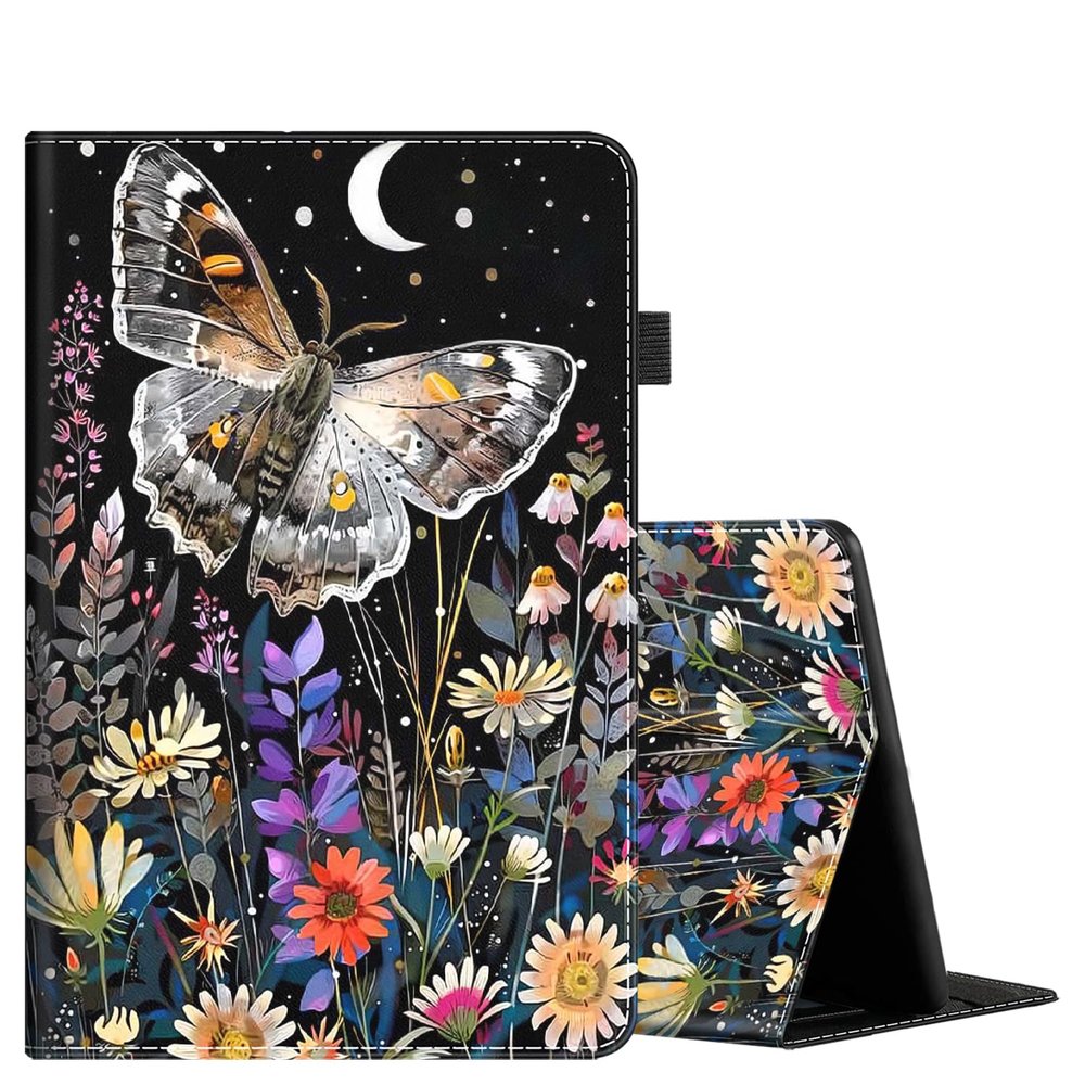 Case for 6.8" Kindle Paperwhite (11th Gen-2021) and Kindle Paperwhite Signature Edition, Light Shell Cover with Auto Wake/Sleep for Kindle Paperwhite 2021 E-Reader, Moth and Flower