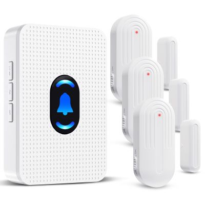 Daytech Wireless Door Chime Alarm System - 800ft Long Range, 20 Melodies, 5 Volume Levels, 3 Sensors + 1 Receiver for Business, Home & Office Entry Alerts