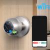 ZIZEV Smart 5 in 1 Smart Fingerprint Door Knob, Wi Fi Smart Door Lock Biometric Door Knobs and App Control, Biometric Keyless Door Lock for Room, Garage, Office, Apartment (Silver view 3