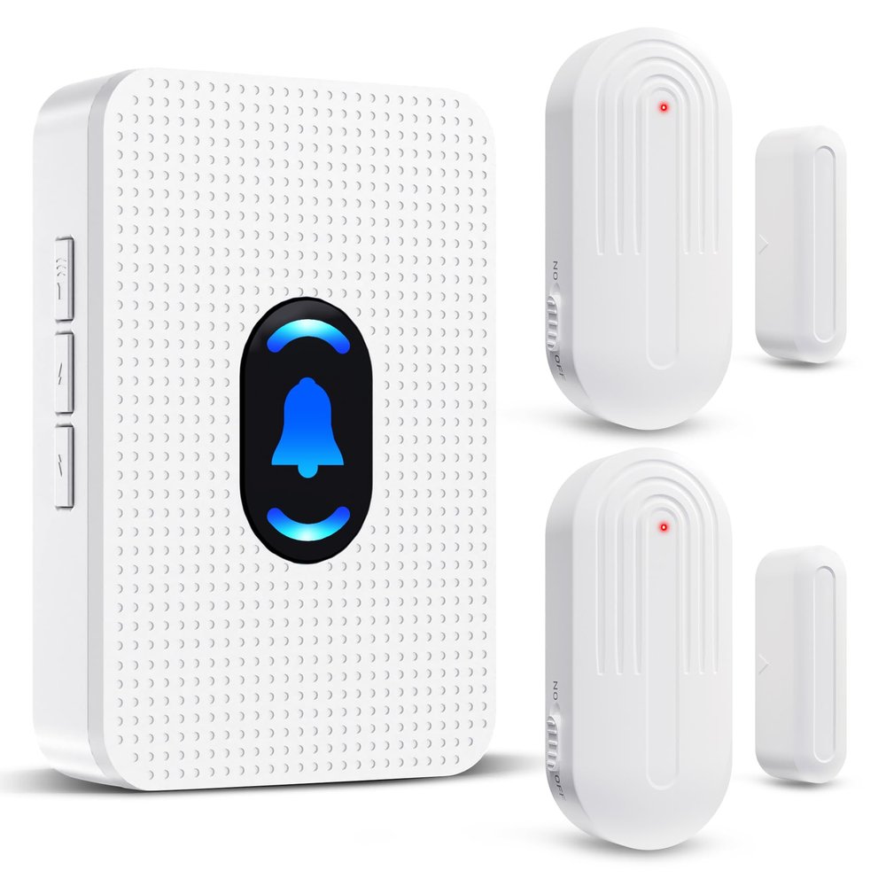 Daytech Wireless Door Chime Alarm System - 800ft Range, 20 Melodies, 5 Volume Levels, LED Alert with 2 Sensors + 1 Receiver for Home, Business, Office & Store Security