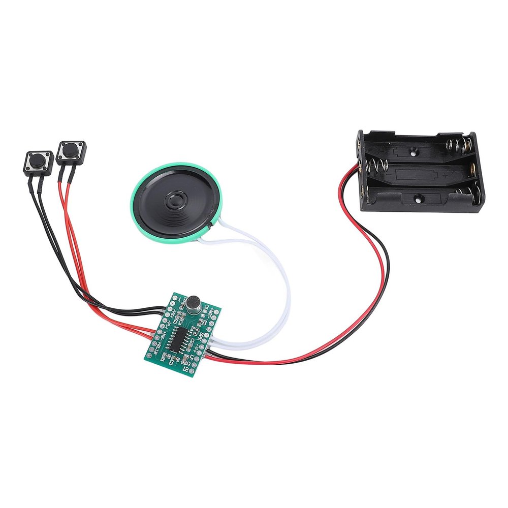 Recordable Voice Chip, Single Play 60S Recording Time, for Xmas Greeting Cards, Crafts, Toy Boxes, It with Red Wire Key, Black Wire Key for Easy Operating