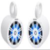 Audiosavings Bundle: (2) Kicker 51KM604WL KM60 6.5" 50w Marine Boat Speakers White w/Blue LED Bundle with Pair Rockville MAC65W 6.5" White Aluminum Wakeboard Tower Speaker Pod Enclosures (2 Items) view 1