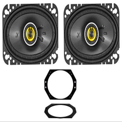 Audiosavings Bundle: Pair Kicker 46CSC464 4x6 300 Watt 4-Ohm 2-Way Car Audio Coaxial Speakers CSC464 Bundle with 4" x 6" Speaker Mounting Bracket Plate for Jeep Wrangler 1997-2006 (2 Items)