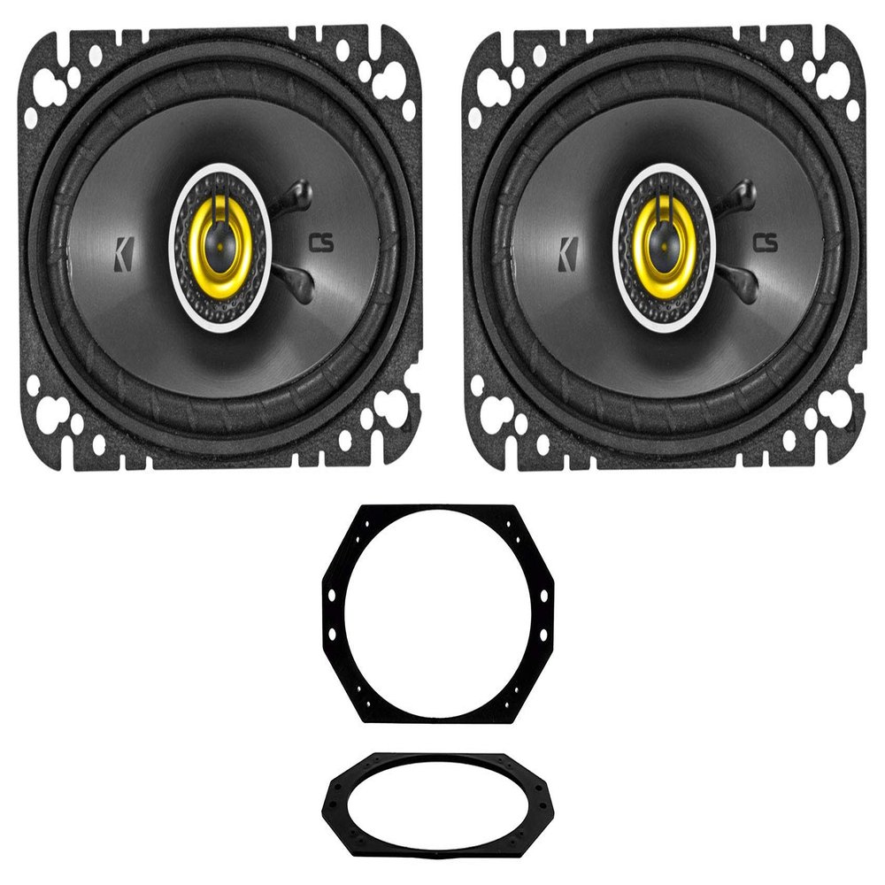 Audiosavings Bundle: Pair Kicker 46CSC464 4x6 300 Watt 4-Ohm 2-Way Car Audio Coaxial Speakers CSC464 Bundle with 4" x 6" Speaker Mounting Bracket Plate for Jeep Wrangler 1997-2006 (2 Items)