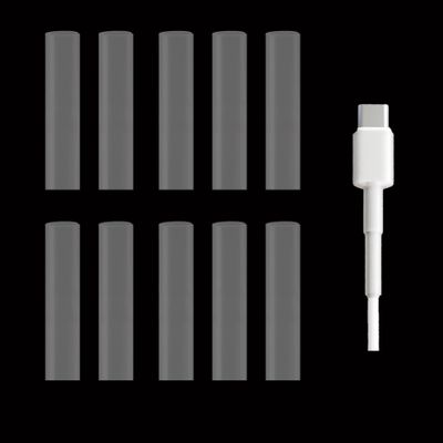 10-Pack Clear Charger Cable Protectors - 4:1 Shrink Ratio with Secure Grip  10.5mm x 60mm(0.41"x2.36") Tight Wrap That Won't Fall Off for iPhone, Apple Lightning, Type C Anti-Slip Cord Savers