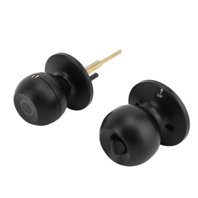 TOPINCN Smart Door Knob Fingerprint Lock, App Control, Emergency Keys, Ideal for Bedroom, Office (Black)