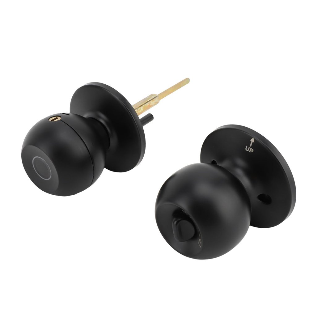 TOPINCN Smart Door Knob Fingerprint Lock, App Control, Emergency Keys, Ideal for Bedroom, Office (Black)