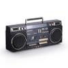 aiwa Retro Boombox BackTrack CD Player with Cassette Recording, Bluetooth 5.0, FM/AM Radio, USB/SD/AUX Inputs, VU Meters, LCD Display, Dual 40W Speakers (Black and Gold) view 1