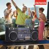 aiwa Retro Boombox BackTrack CD Player with Cassette Recording, Bluetooth 5.0, FM/AM Radio, USB/SD/AUX Inputs, VU Meters, LCD Display, Dual 40W Speakers (Black and Gold) view 4