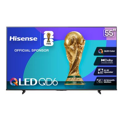 Hisense 55" Class QD6 Series (55QD6QF, 2025 Model) QLED 4K UHD Smart Fire TV, Voice Remote with Alexa, Dolby Vision, Dolby Atmos, Motion Rate 120, HDR 10+, Game Mode Plus, MEMC, VRR, ALLM