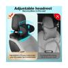 Adjustable Multi-use Car Headrest Neck Pillow for Driving Seat Head Support with Hook Tablet Holder Compatible For Tesla BMW BENZ Hyundai(Black PVC) view 3