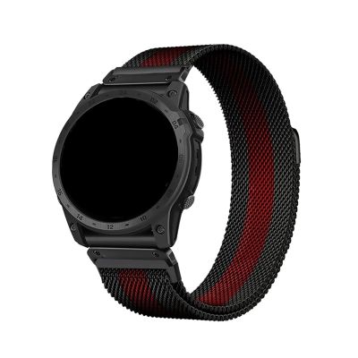 22 26mm Milanese Quick Fit Watch Strap With for Garmin Fenix8 7 7XPro Fenix 6 Fenix 5 EPIX 2 Metal Bracelet Band Accessories(Black Red,22mm(MARQ series))