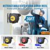 30 FT Retractable Extension Cord Reel,Heavy Duty 16AWG/3C SJTOW Retractable Power Cord Reel with Lighted Triple Tap Outlet 10 Amp Circuit Breaker 4.5FT Lead-in Cord, for Ceiling or Wall Mount view 2
