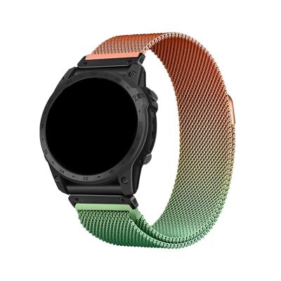 22 26mm Milanese Quick Fit Watch Strap With for Garmin Fenix8 7 7XPro Fenix 6 Fenix 5 EPIX 2 Metal Bracelet Band Accessories(Orange Green,22mm(Fenix 8 47mm))
