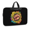 Gay LGBT Rainbow Fist Sunflower Laptop Tote Bag Leather Computer Bag Work Carrying Case Durable Handbag Briefcase 37x28cm Black-style view 1