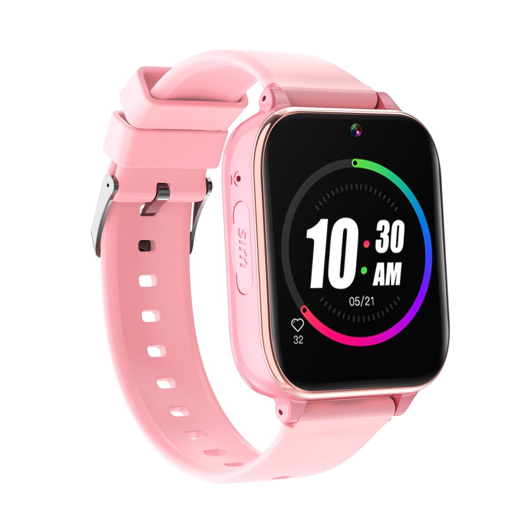 4G Kids Smart Watch Phone  Smart Cell Phone Watch for Boys Girls with Call SOS Games Alarm Camera Music Calculator School Mode Children Touch Watches for Kids Birthday Gifts Ages 4-12, Light Pink
