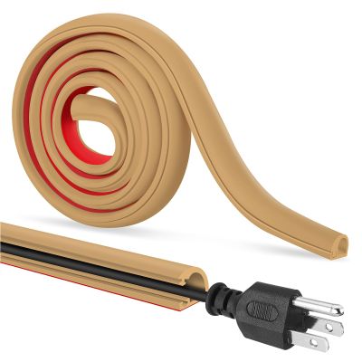 Self-Adhesive Cable Hider,Flexible Wire Cover Cable Raceway for Wires, Wall Mount TV, Home Audio, Network,Power and Phone Line Managemen (Light Brown, 236inch)