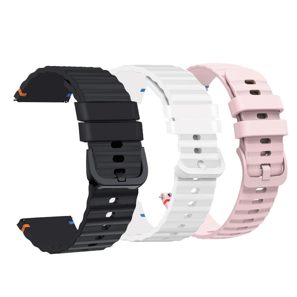 Lamshaw Compatible for AT&T AmiGo Jr Watch Bands, New Silicone Woven Line Adjustable Replacement Strap Compatible for amiGo Jr Watch (3 Pack-Black+White+Pink)