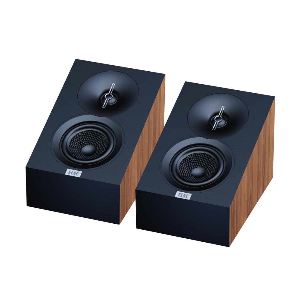ELAC Debut 3.0 DA43-WN Atmos-Enabled On-Wall Speakers, Walnut (Pair) - 1 Aluminum Dome Tweeter & 4 Aramid Fiber Woofer - 2-Way Bass Reflex - 48Hz to 38KHz Response