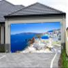DORCEV 7x16ft Greece Santorini Island Garage Door Decor Beautiful Blue Aegean Sea European White Santorini Island Oia Village Garage Door Backdrop Bridal Shower Honeymoon Background view 2