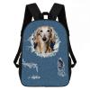 Dog Backpack - Saluki Dog with Ripped Denim Pattern Decor Casual Backpack for Travel, School & Daily Use | Lightweight Durable Design with Laptop Compartment (17") view 1