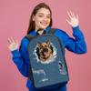 Dog Backpack - Saluki Dog with Ripped Denim Pattern Decor Casual Backpack for Travel, School & Daily Use | Lightweight Durable Design with Laptop Compartment (17") view 2