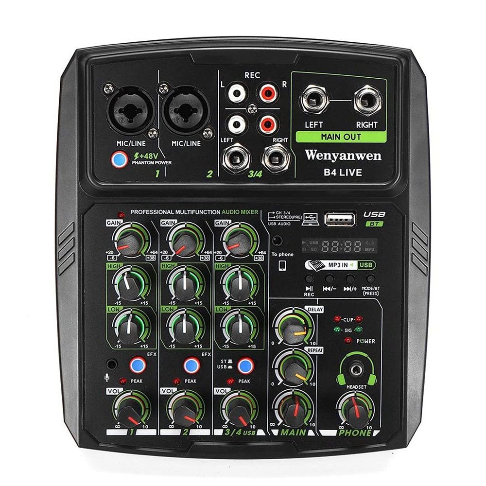 Audio Mixer Recording Sound Card Phone Live Broadcast Dj Ktv 4 Channel Usb/pc for Condenser Microphone