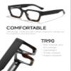 Icesor Thick Square Blue Light Blocking Glasses Trendy Chic Anti Eyestrain TV Computer Gaming for Women Men Hermes Style view 3