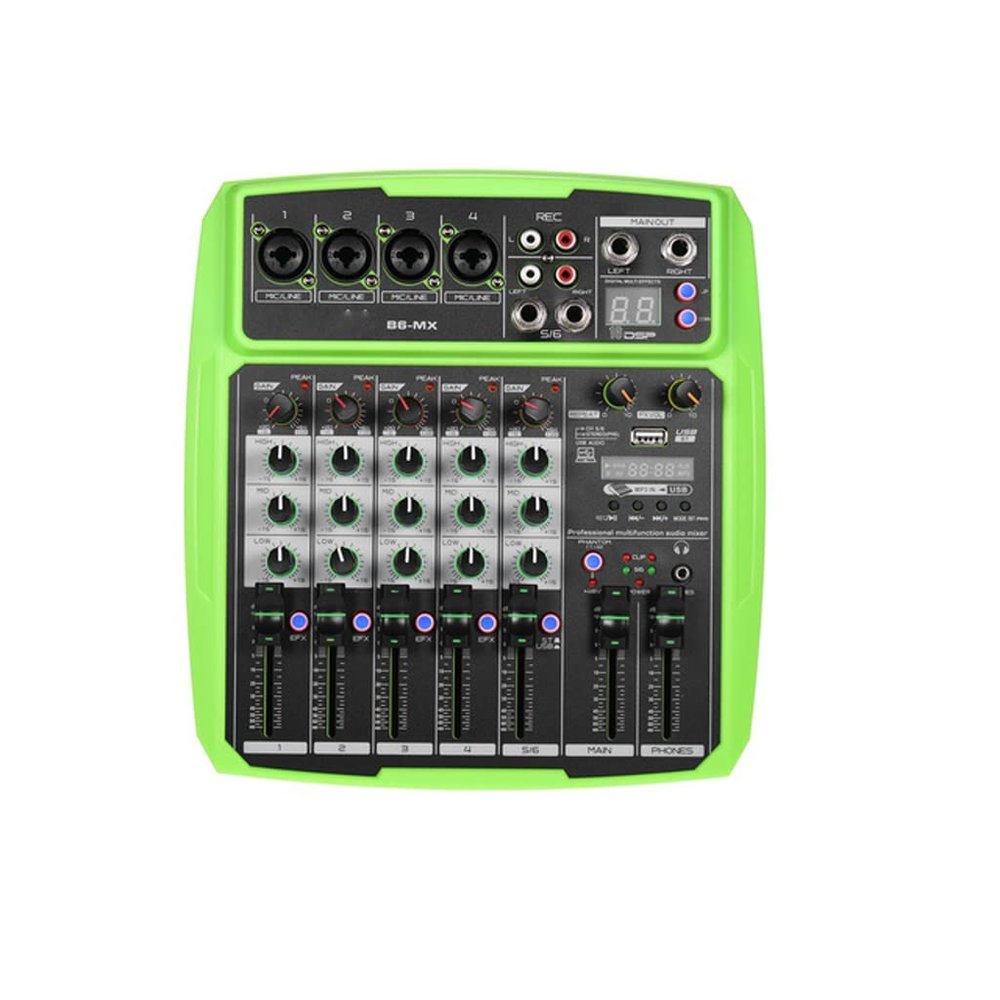 B6-MX Portable 6-Channel Sound Card Mixing Console Audio Mixer Built-in 16 DSP 48V Phantom power Supports BT