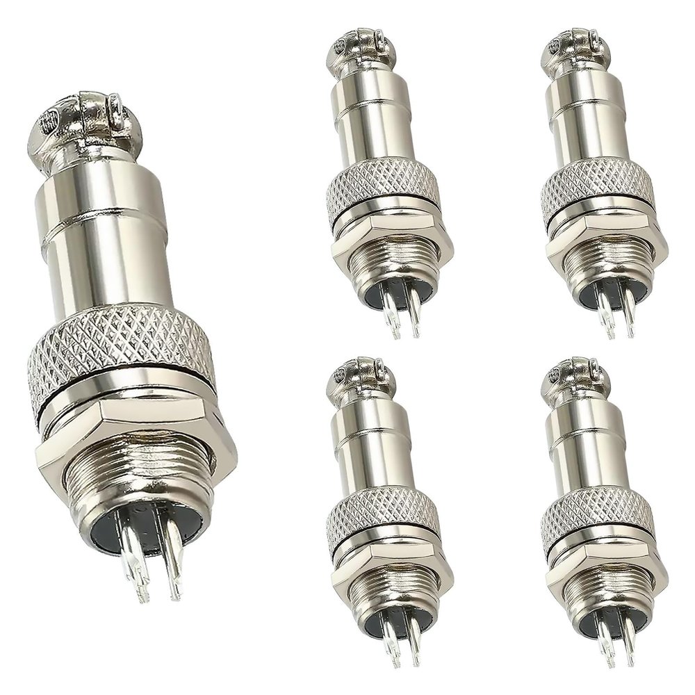 5Sets GX12 Aviation Connector - Circular Metal Plug & Socket Set with Panel Mount (4Pin Options)IP68 Waterproof