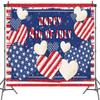 10X10ft 4th of July Photo Backdrop Photography Background, Rustic Patriotic Independence Day American Flag Heart Veterans Memorial Day Backdrops Photo Booth Prop Decorations Wall Decor Tablecloth view 2