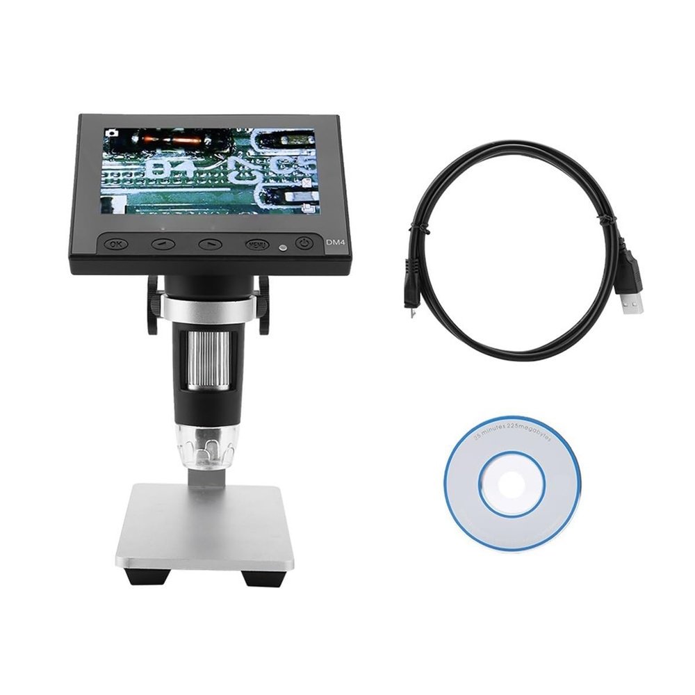 JOEBO Microscope Kit 500/1000X Digital Electronic Microscope 4.3" Display Magnifier with LED (Plastic Holder) Microscope Lens Adapters(1)