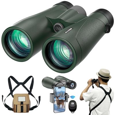 15x54 Binoculars for Adults High Powered with Harness, Phone Adapter and Bluetooth Camera Remote - Super Bright Waterproof Binoculars for Bird Watching Hiking Cruise Travel Stargazing
