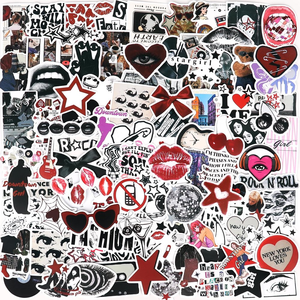 100 Pcs Aesthetic Downtown Girls Stickers Cool Trendy Y2K Sticker for Teens Adults Funny Downtown Stickerss for Water Bottles Laptop Skateboard Luggage Computer Party Supplies