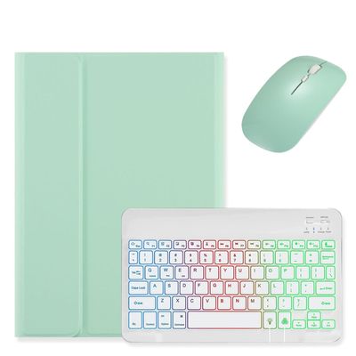Backlit Keyboard for Galaxy Tab S9 FE+ 12.4/ Tab S10+ / Tab S9+ /S8+/S7+/S7 FE 12.4 inch Case with Mouse and Magnetic Detachable Backlight Color Keyboard,Mint Green+White