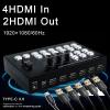 Live Streaming Video Mixer, 4 HDMI 4 Channel Input Video Switcher 2 Output HDMI Switcher, Support 1080P@60Hz, HDCP 1.4, Digital Audio Mixer Professional Streaming view 2