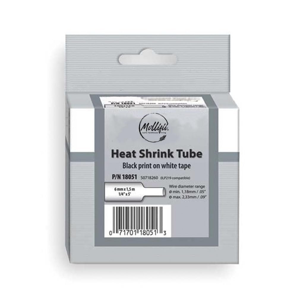 Continuous Label Roll Cartridge, Single Side, Polyolefin, 3/8 in x 5 ft, Black on White, Gloss, Mfr: 18053-A