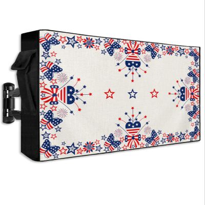 Outdoor TV Cover with Zipper, Butterfly Independence Day Farmhouse Waterproof TV Protector for 60-65 Inch TVs, Weatherproof Dustproof TV Cover for Patio, Backyard, Poolside