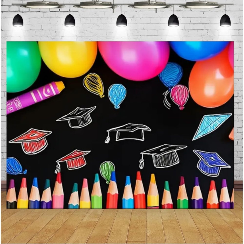 Colorful Crayons Graduation Party Backdrops Preschool Celebration Cake Table Banner Kindergarten Graduation Photo Backdrops Preschool Prom Backdrops Vinyl (5ft3ft)