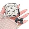 MINSCOSE Compatible with AirPods 4 Clear Case,Cute Bow Pattern Kawaii Ribbon Girly Design with Bow Pearl Keychain,Soft TPU Protective Shockproof Case for Women Girl for AirPods 4-Black view 1