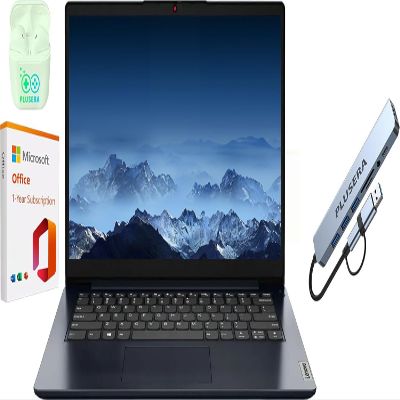 Lenovo IdeaPad 14" Business Laptop, 4GB RAM 1.1TB Storage (512GB SSD+128GB eMMC+512GB Docking Station Set), Windows 11 Pro with 1-Year Microsoft 365, Dual-Core Intel Celeron, PLUSERA Earphones