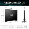 Hisense 55" Class U6 Series Mini-LED 4K UHD Smart Fire TV (55U65QF, 2025 Model) - QLED, Native 144Hz, HDR10+, Dolby Vision IQ, Dolby Atmos, Game Mode Pro, ALLM, Alexa Built in, Black view 3