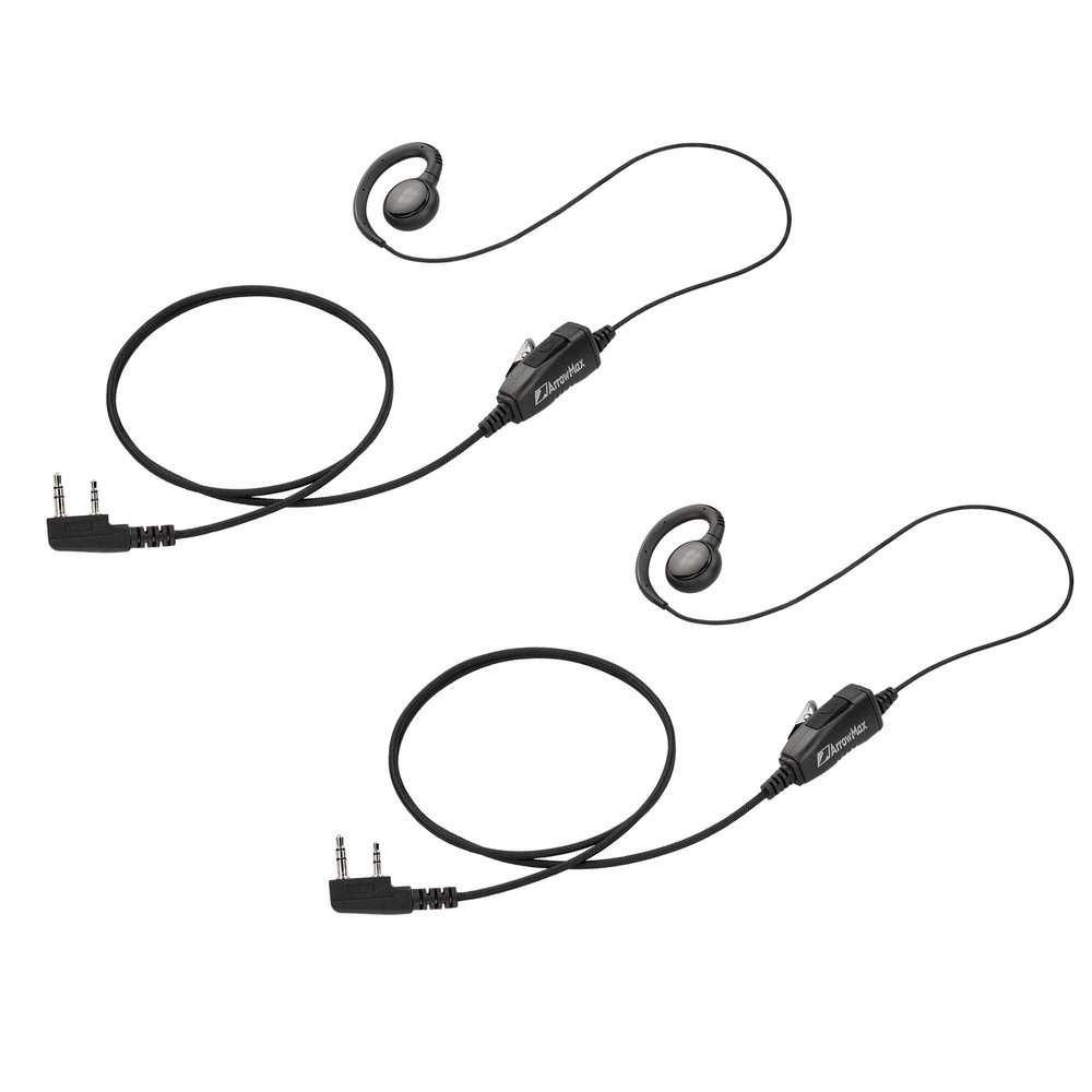 Arrowmax 2 Pack AEH3000-K2 Swivel C-Shape Style Earpiece with PTT Compatible with Kenwood 2-PIN NX-1200 NX-1300 NX-P1200 NX-P1300 NX-3320 TH-D74 TH-K20A