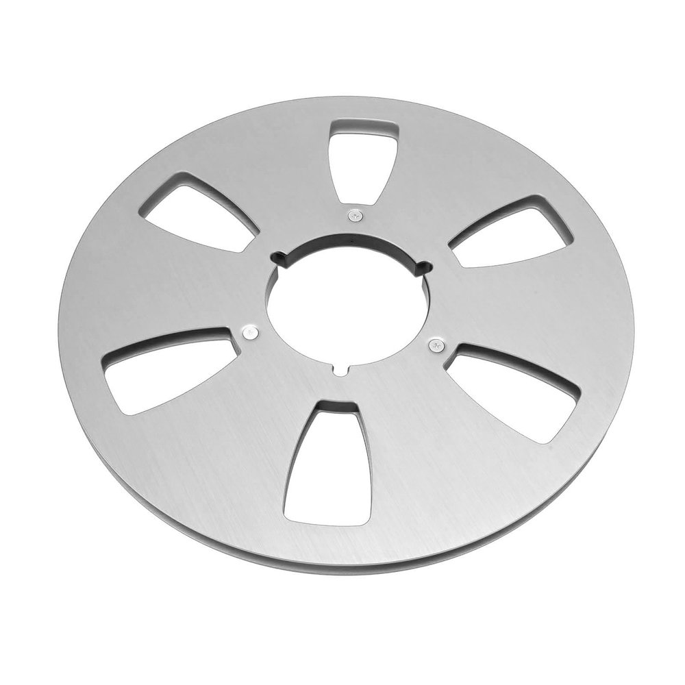1/4 10.5 Inch Empty Takeup Reel, 6 Hole Aluminum Alloy Design, Low Noise Replacement for Tape Deck Reels, Universal Opening Machine Part, Compatible with Akai Reel to Reel Recordi (Silver)