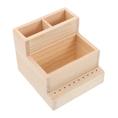 Wood Nail Tool Organizer with Compartments Large Capacity Desk Box