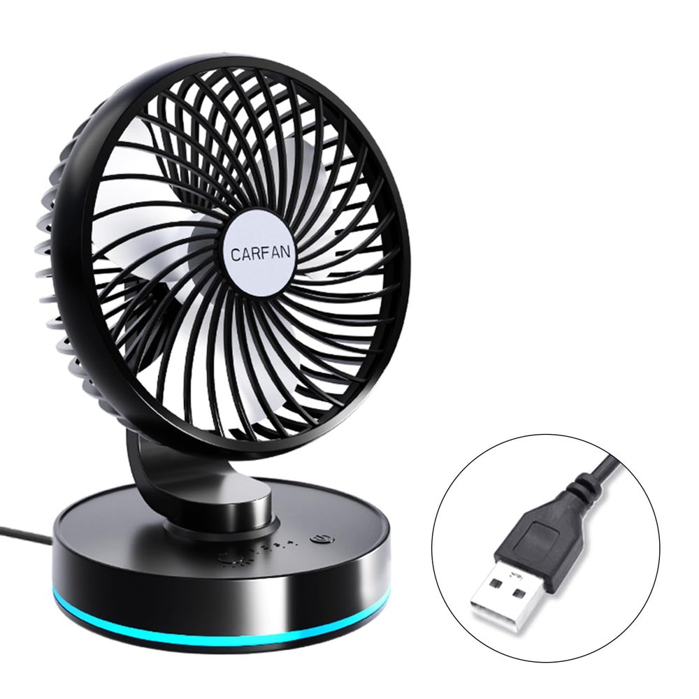BINGGA USB Plug Cooling Fan Car Fans With LED Light Foldable Fans Air Circulator Fan For Car SUV Home