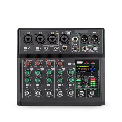 Mini 7 Channel Sound Card Mixer USB Console DJ Karaoke Smartphone Professional Computer Recording 48V Live Broadcast