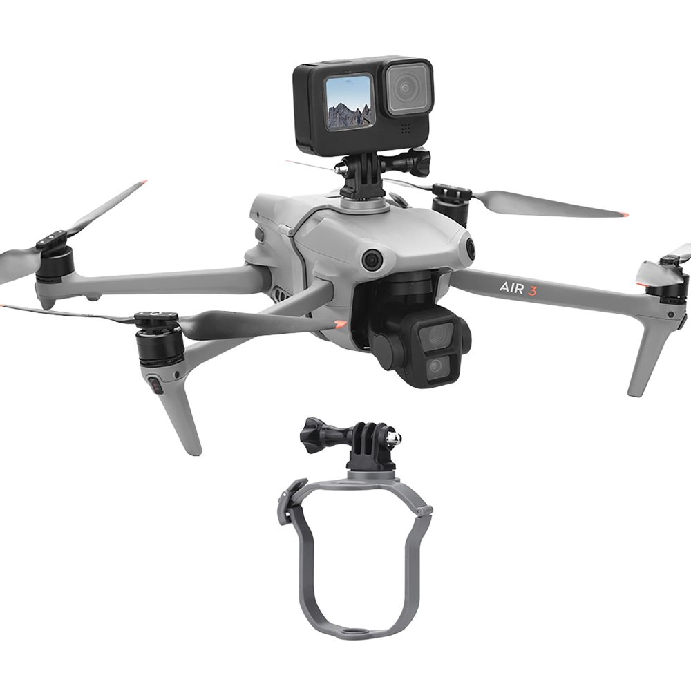 Wtohoby Panorama Action Camera Mouth for DJI Air 3S / Air 3 Drone with 1/4 Inch Screw Upper Adapter for Insta360 GO Ultra/X5/DJI Action 6/5 Pro/Nano/Pockt 3 Series Action Camera Extension Bracket