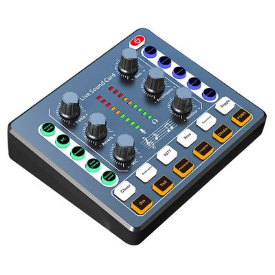Bluetooth Mini Sound Mixer Board,Live Sound Card with Various Sound Effects,Live Streaming Voice Changer Sound Card for Music Recording Singing Broadcast,Blac