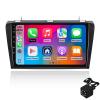1+32G Android 13 Double Din Car Stereo for Mazda 3 2004-2009 with 9 Inch Touchscreen Radio Built-in Wireless Carplay/Android Auto/GPS/Bluetooth/FM/AUX-in/Steering Wheel Controls/Backup Camera view 1